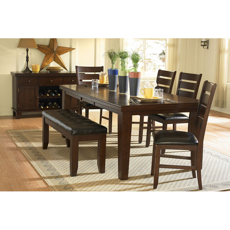 Dark Oak Finish Rectangular 1pc Dining Table with Self-Storing Extension Leaf Wooden Simple Dining Furniture