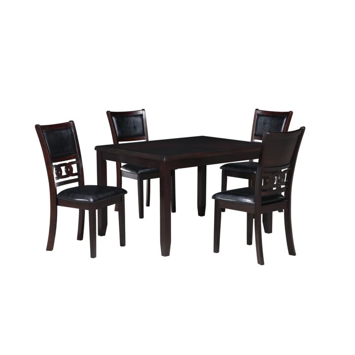 New Classic Furniture Gia 5-Piece 48 Wood Rectangular Dining Set with 4 Chairs in Ebony