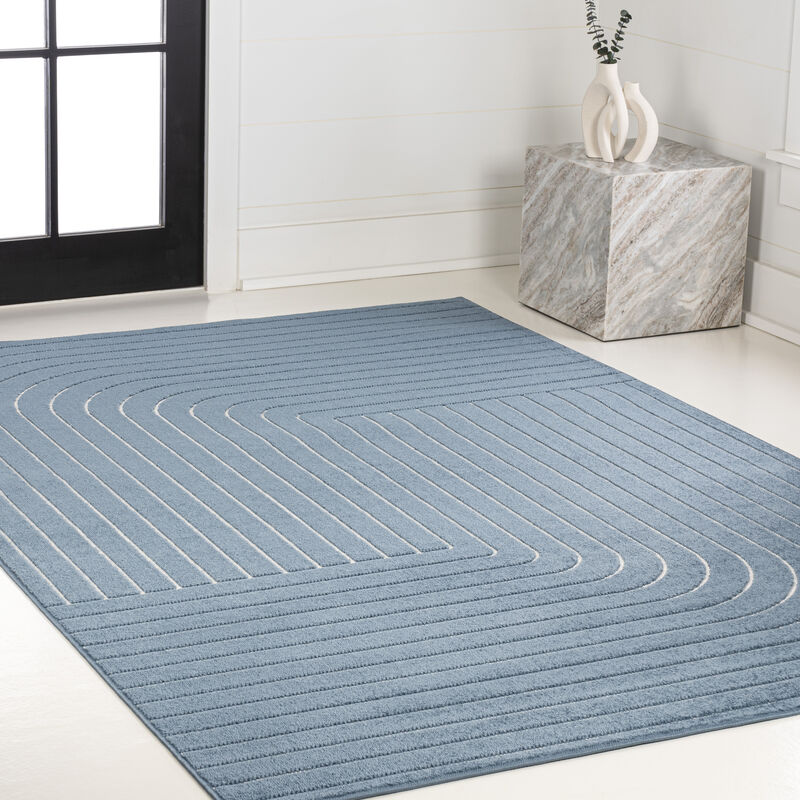 Odense High-Low Minimalist Angle Geometric Beige/Cream 4 ft. x 6 ft. Indoor/Outdoor Area Rug