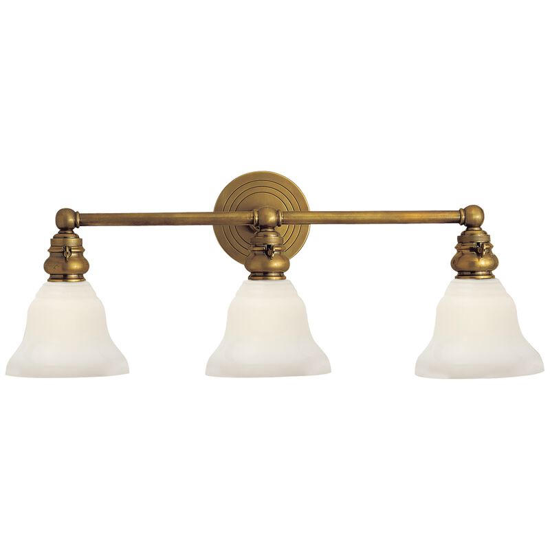 Boston Functional Triple Light in Antique Brass