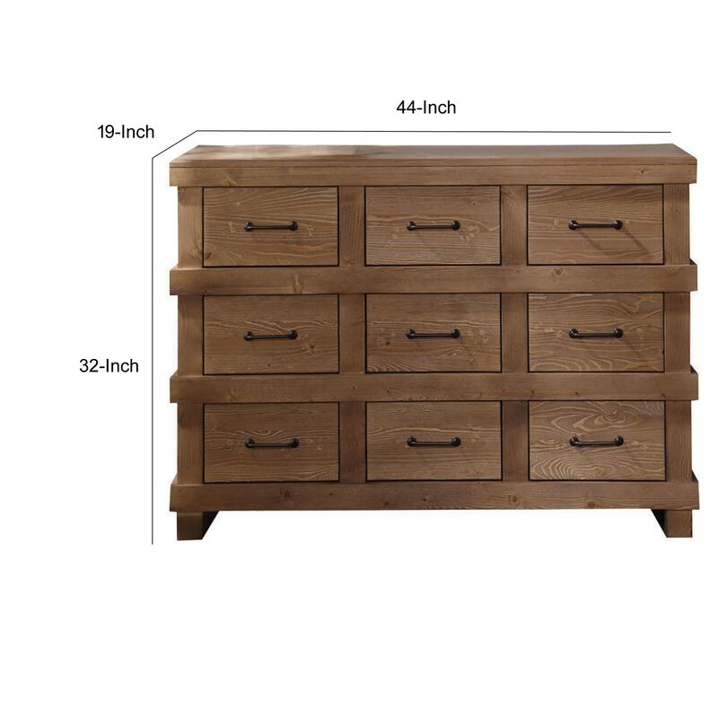 Capacious Wooden Dresser, Antique Oak-Benzara