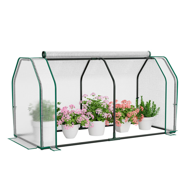 Mini Greenhouse with Roll-up Zipper Door