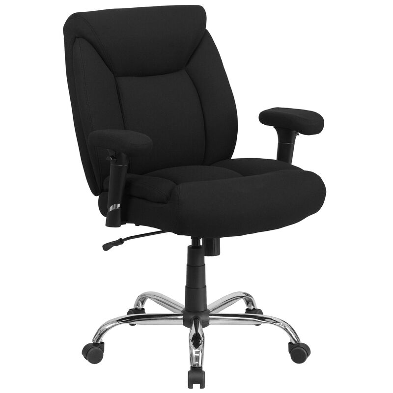 HERCULES Series Big & Tall 400 lb. Rated Black Fabric Deep Tufted Swivel Ergonomic Task Office Chair with Adjustable Arms