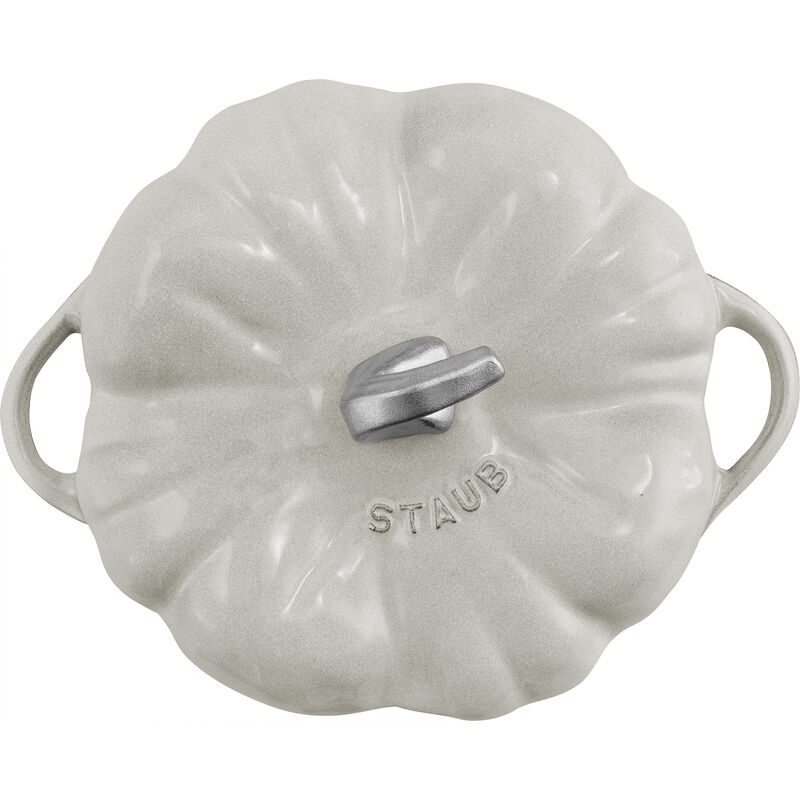 STAUB Cast Iron 3.5-qt Pumpkin Cocotte with Stainless Steel Knob - White Truffle