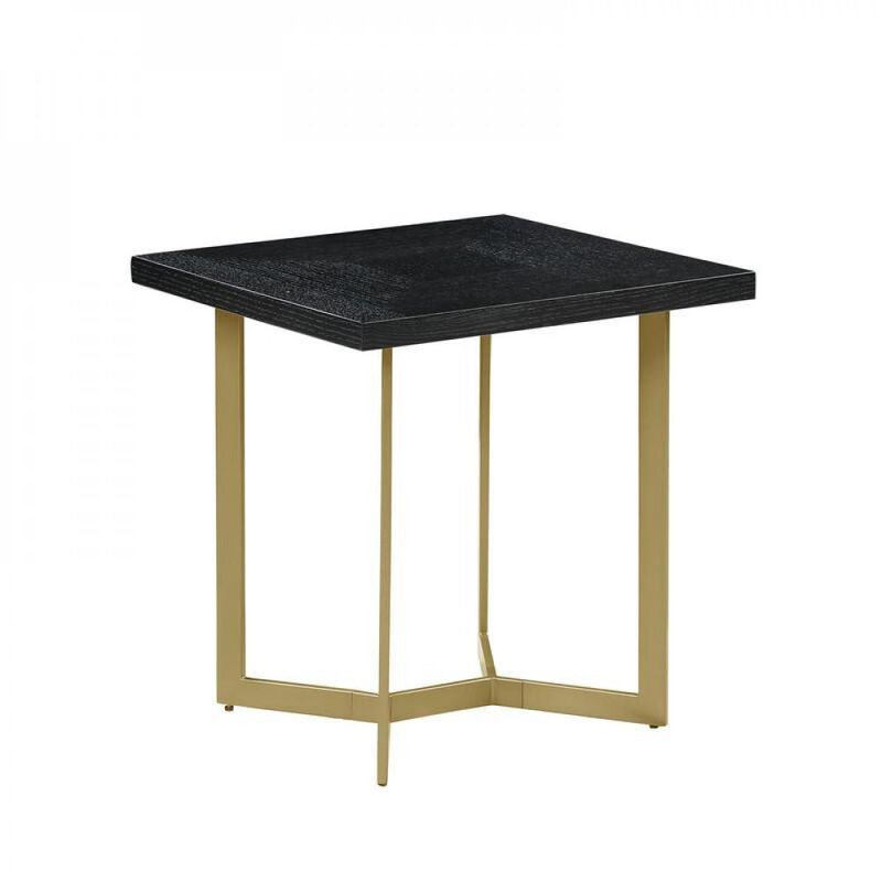 Black wood top end table w/ gold color iron legs