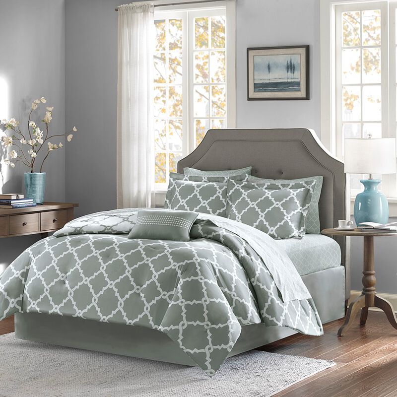 Gracie Mills Pitts Modern Reversible 9-Piece Comforter Set with Cotton Sheets