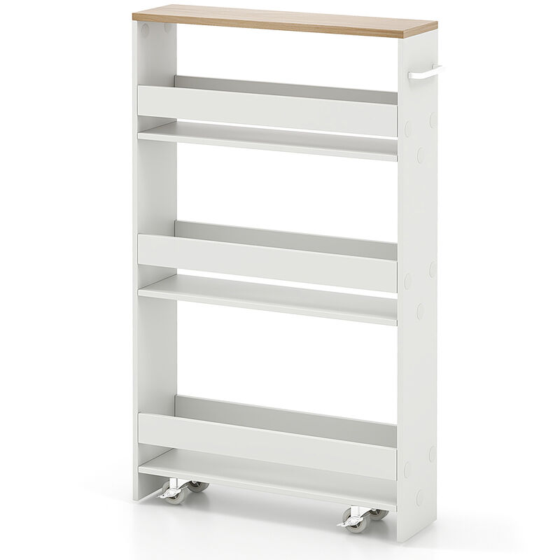 Rolling Kitchen Slim Storage Cart Mobile Shelving Organizer with Handle