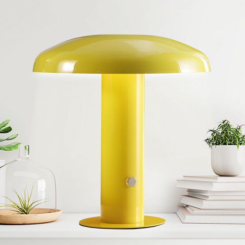 Suillius Contemporary Bohemian Rechargeablecordless Iron Integrated LED Mushroom Table Lamp