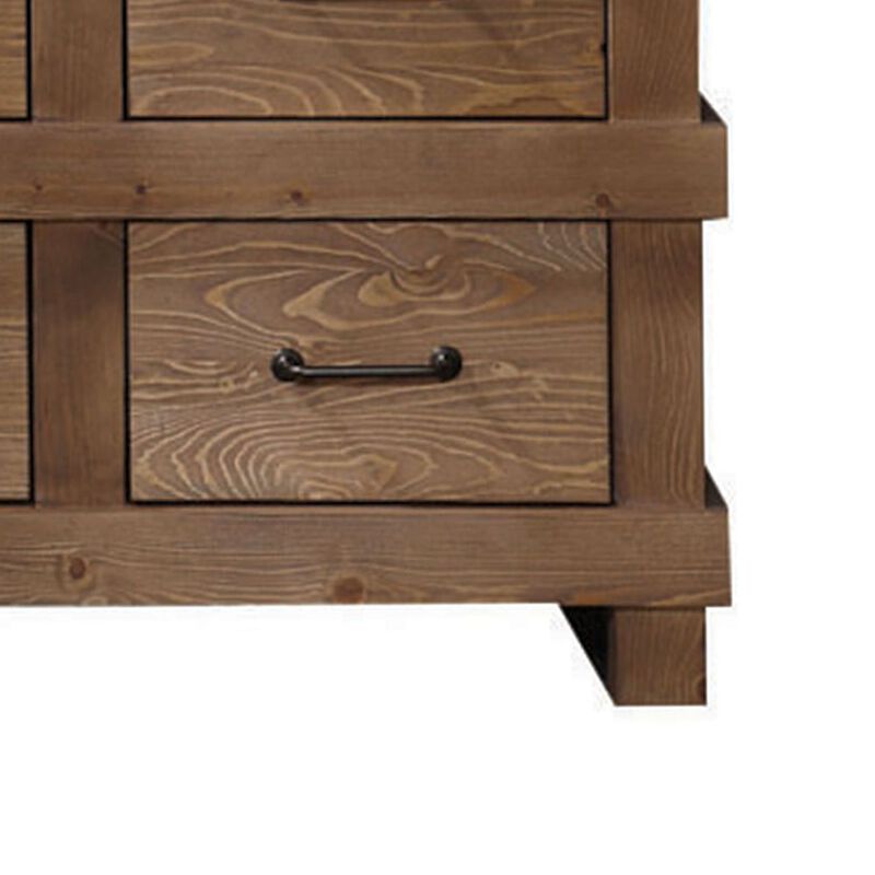 Capacious Wooden Dresser, Antique Oak-Benzara