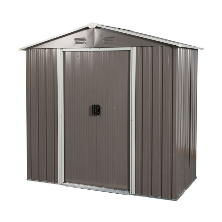 Hivvago 8ft x 4ft Outdoor Storage Shed for Garden Storage with Metal FloortoCeiling Lockable Sliding Door