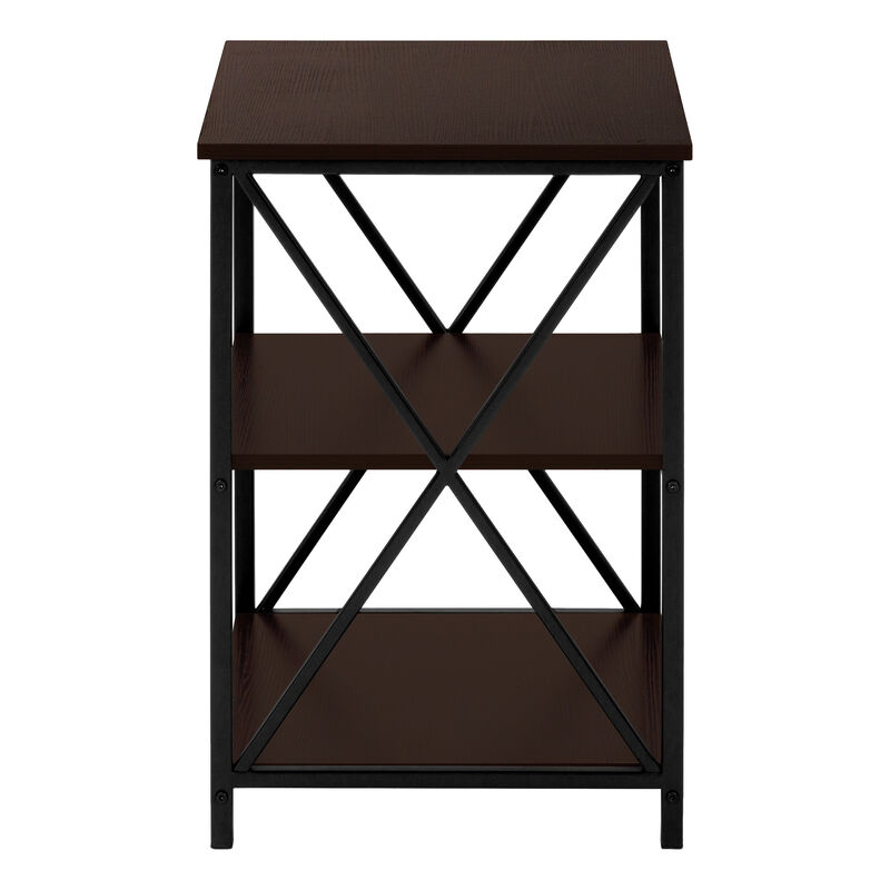 Monarch Specialties I 3598 Accent Table, Side, End, Nightstand, Lamp, Living Room, Bedroom, Metal, Laminate, Brown, Black, Contemporary, Modern