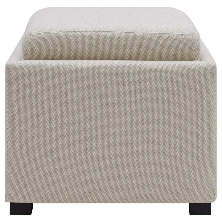 Cameron Square Fabric Storage Ottoman with Tray