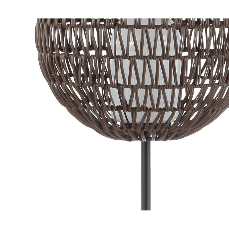 Bea 61" Outdoor Woven Globe LED Floor Lamp, Coffee/Black