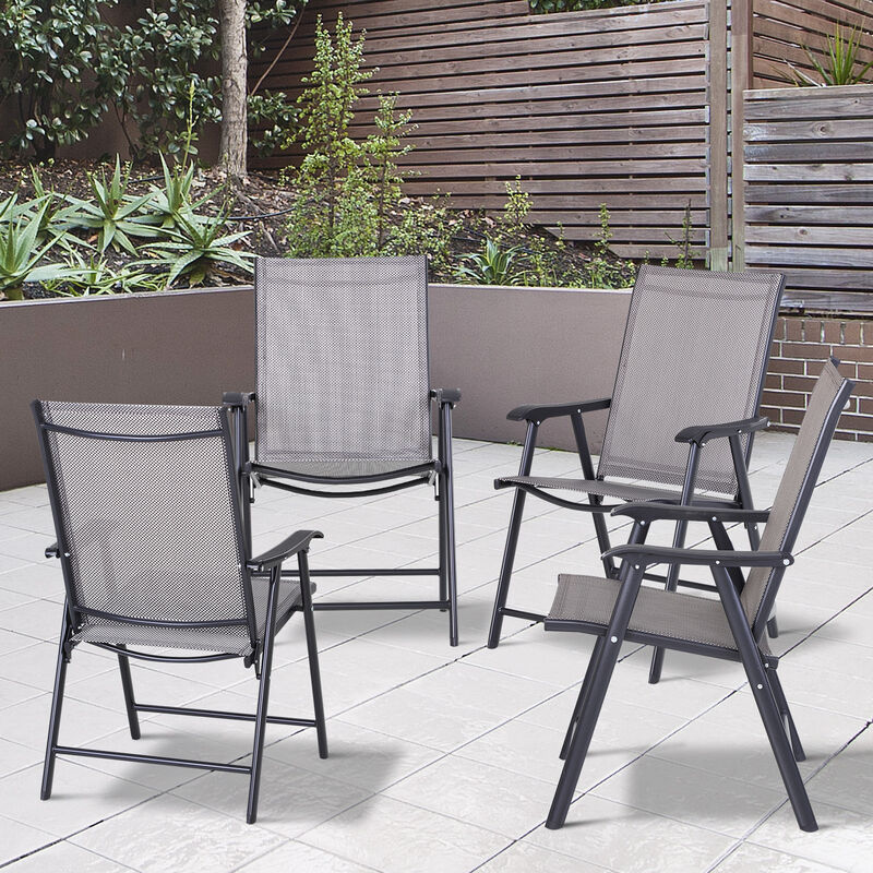 4PC Lightweight Outdoor Patio Chairs, Comfortable Single-Seat Furniture Gray