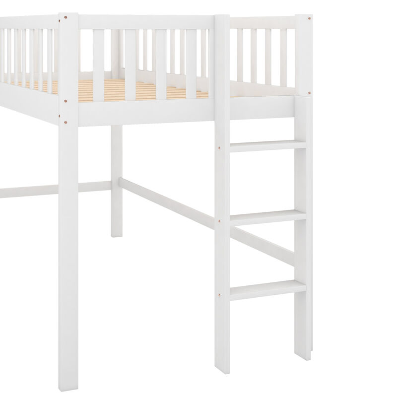 Twin Size Low Loft Bed with Ladder and Slide