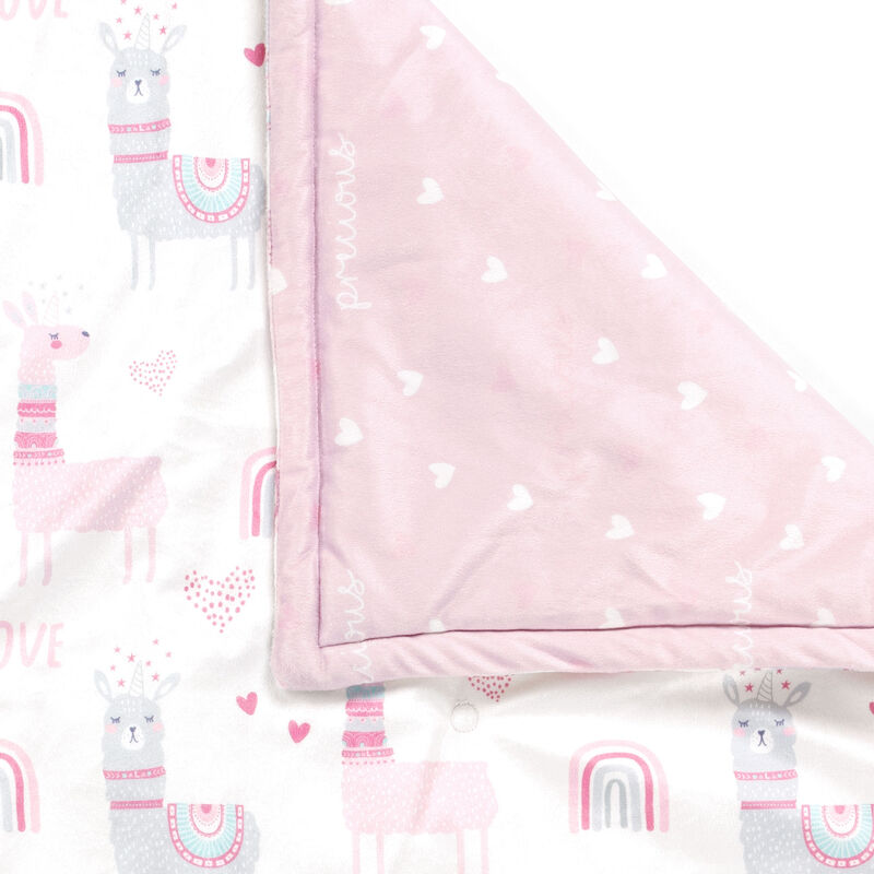 Llama Love Reversible Soft & Plush Oversized Blanket Pink Single 36X50