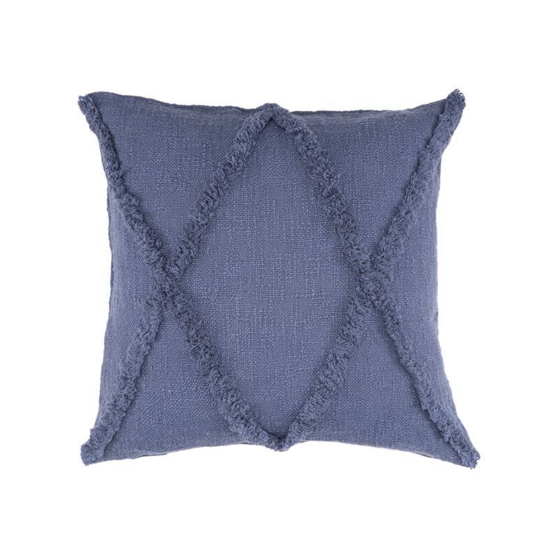 18" Blue Hand Woven Diamond Tufted Square Throw Pillow