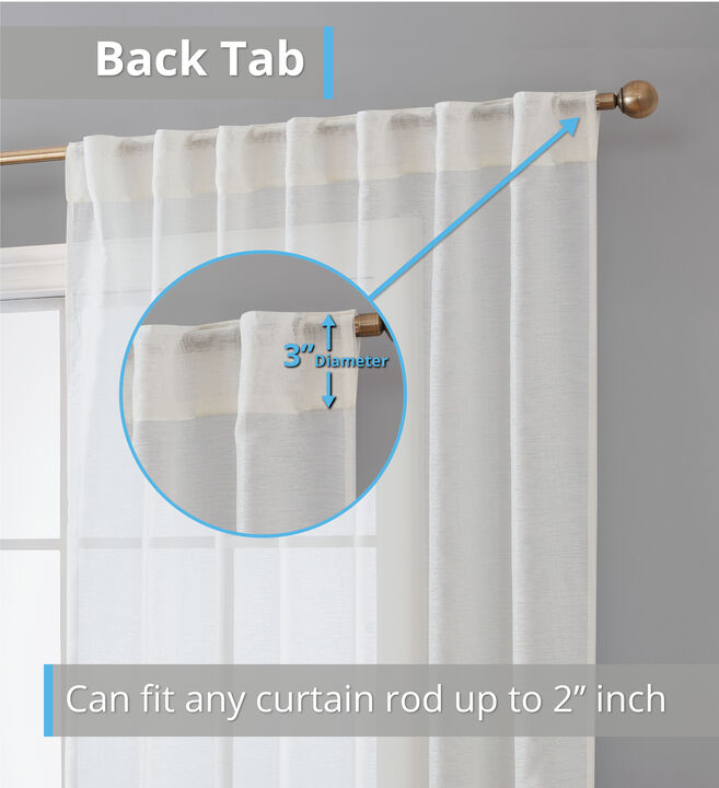 THD Scarlett Semi Sheer Light Filtering Transparent Pocket Top & Back Tab Lightweight Window Curtains Drapery Panels for Bedroom, Dining Room & Living Room, 2 Panels