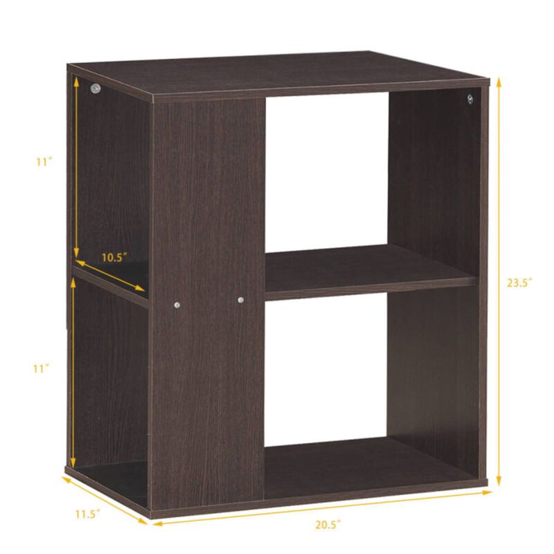 2-Tier Side End Table with Storage Shelves