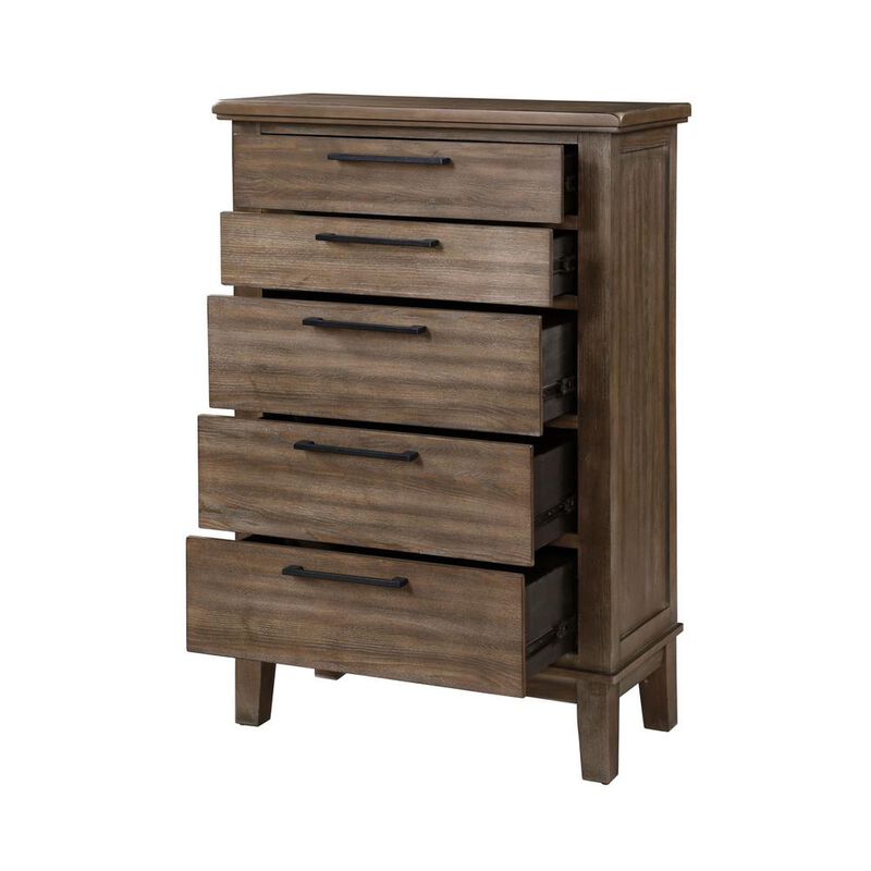 New Classic Furniture Furniture Cagney 5-Drawer Wood Chest in Vintage Brown