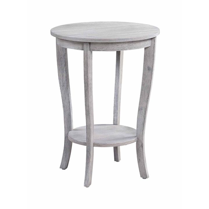 Convenience Concepts American Heritage Round End Table, Light Gray Wirebrush