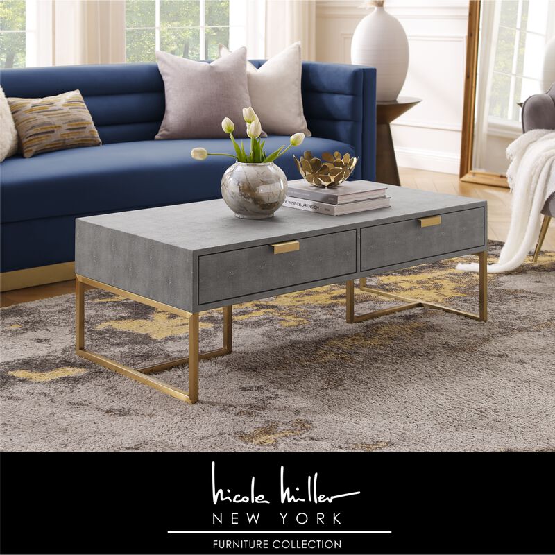 Nicole Miller Taha Faux Shagreen Coffee Table