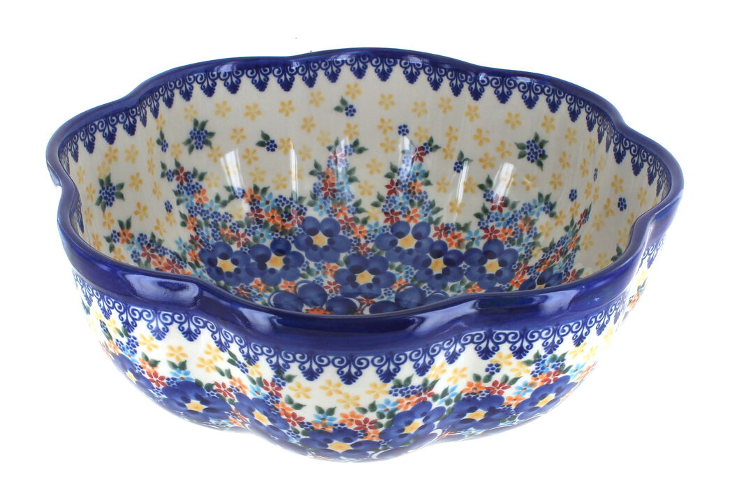 Blue Rose Polish Pottery Tara Large Scallop Bowl