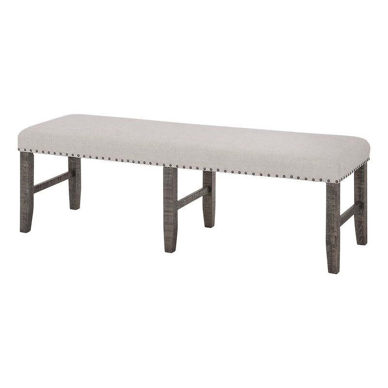 Jofran Willow Creek Distressed Solid Wood Upholstered Dining Bench