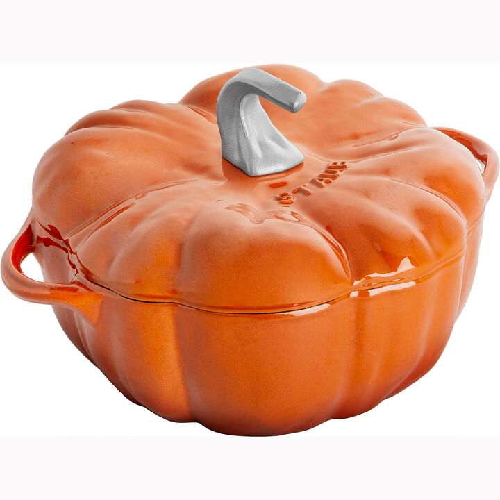 STAUB Cast Iron 3.5-qt Pumpkin Cocotte with Stainless Steel Knob - White Truffle