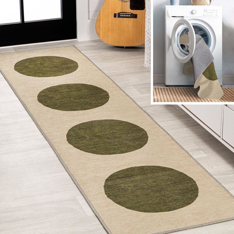 Cirkel Minimalist Geometric Dot Machine Washable Area Rug