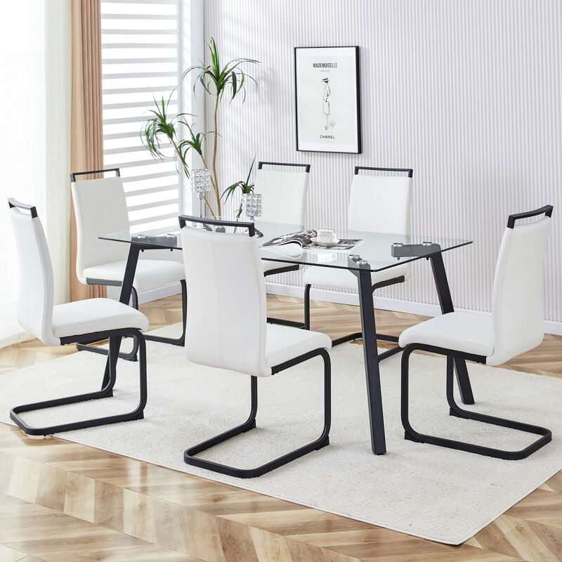 Rectangular Glass Dining Set with 4 Chairs