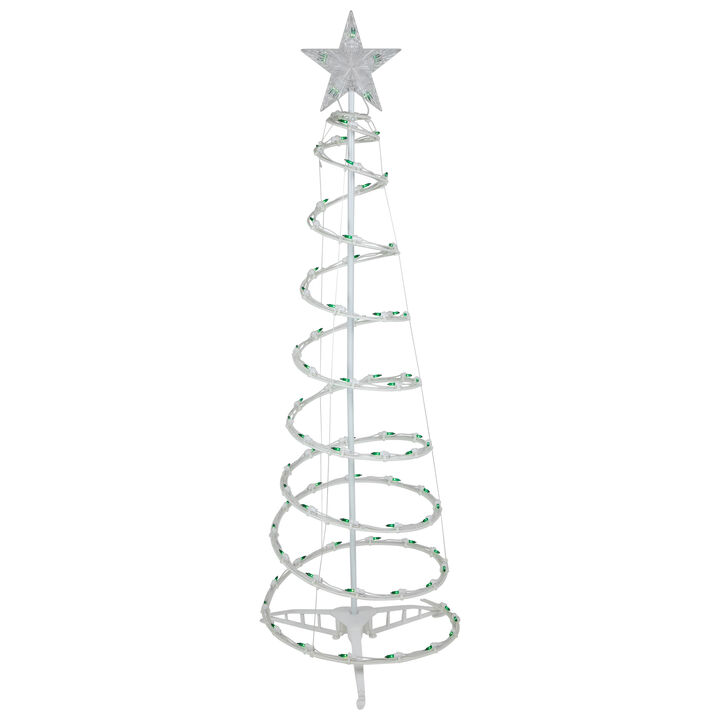 4' Pre-Lit Spiral Outdoor Christmas Tree with Star Topper  Green Lights