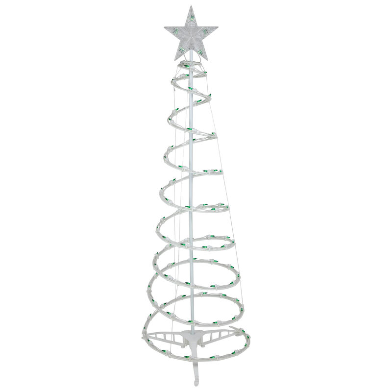 4' Pre-Lit Spiral Outdoor Christmas Tree with Star Topper  Green Lights