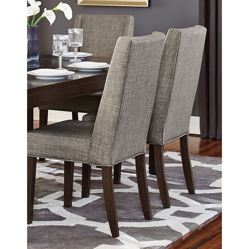 Contemporary Design Dark Brown Finish Dining Chairs Set of 2pc Fabric Upholstered Dining Room Furniture