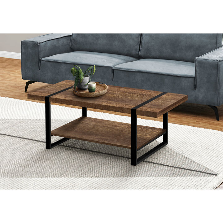 Monarch Specialties I 2850 Coffee Table, Accent, Cocktail, Rectangular, Living Room, 48"L, Metal, Laminate, Brown, Black, Contemporary, Modern