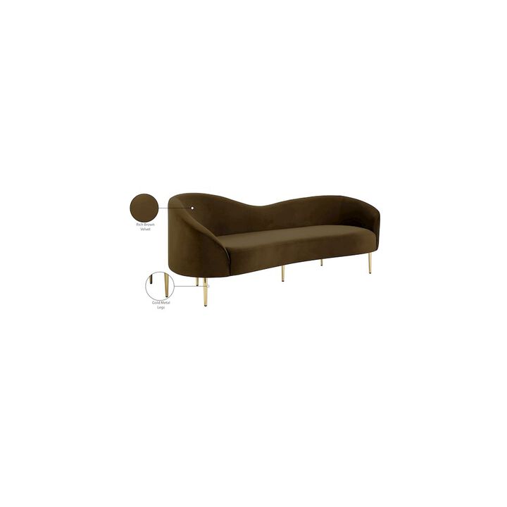 Meridian Furniture Ritz Brown Velvet Sofa