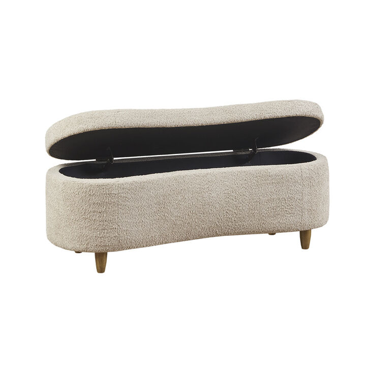 Gracie Mills Earnest Stylish Boucle Flip Top Storage Bench