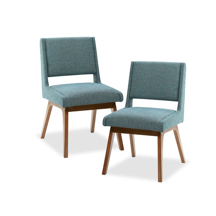 Gracie Mills Carlene Chic Upholstered Dining Chairs (Set of 2) - Pecan Finish