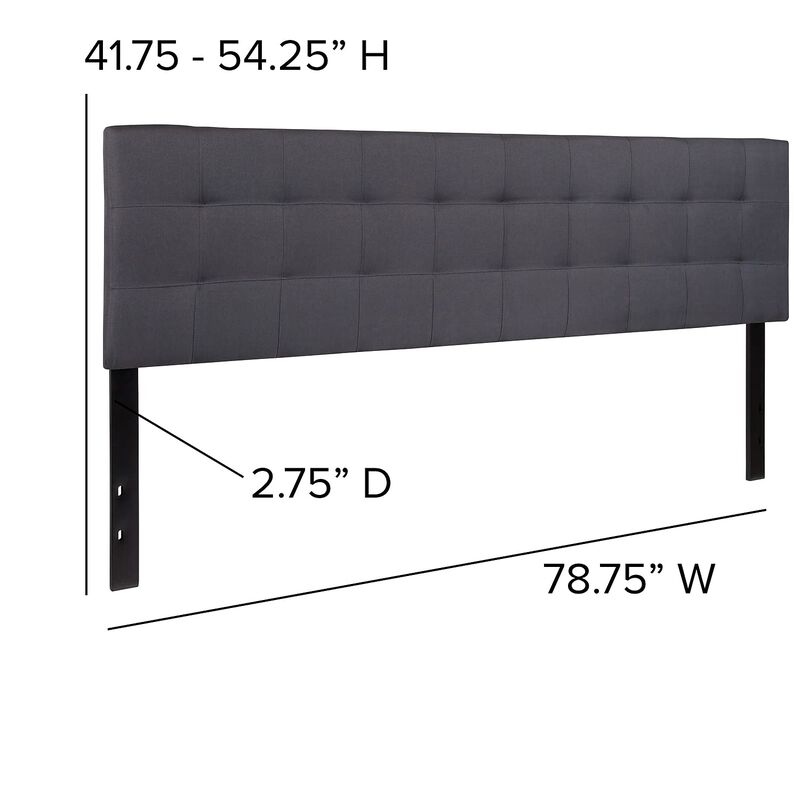 Flash Furniture Bedford Tufted Upholstered King Size Headboard in Dark Gray Fabric