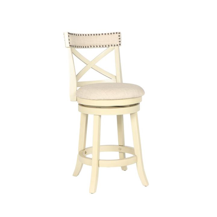 New Classic Furniture Furniture York 24 Wood Counter Stool with Fabric Seat in Ant White