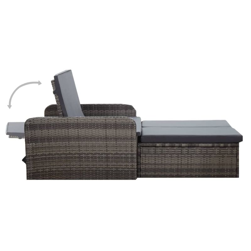 vidaXL 2 Piece Garden Lounge Set with Cushions Poly Rattan Gray