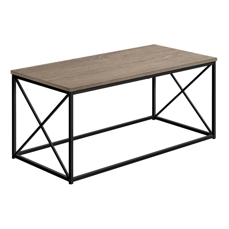 Monarch Specialties I 3786 Coffee Table, Accent, Cocktail, Rectangular, Living Room, 40"L, Metal, Laminate, Brown, Black, Contemporary, Modern