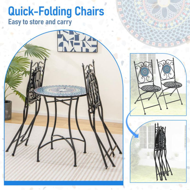 Hivvago Set of 2 Patio Mosaic Chairs Metal Folding Chairs