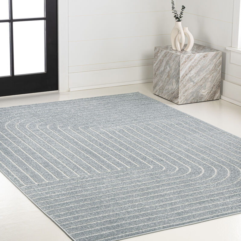 Odense High-Low Minimalist Angle Geometric Beige/Cream 4 ft. x 6 ft. Indoor/Outdoor Area Rug