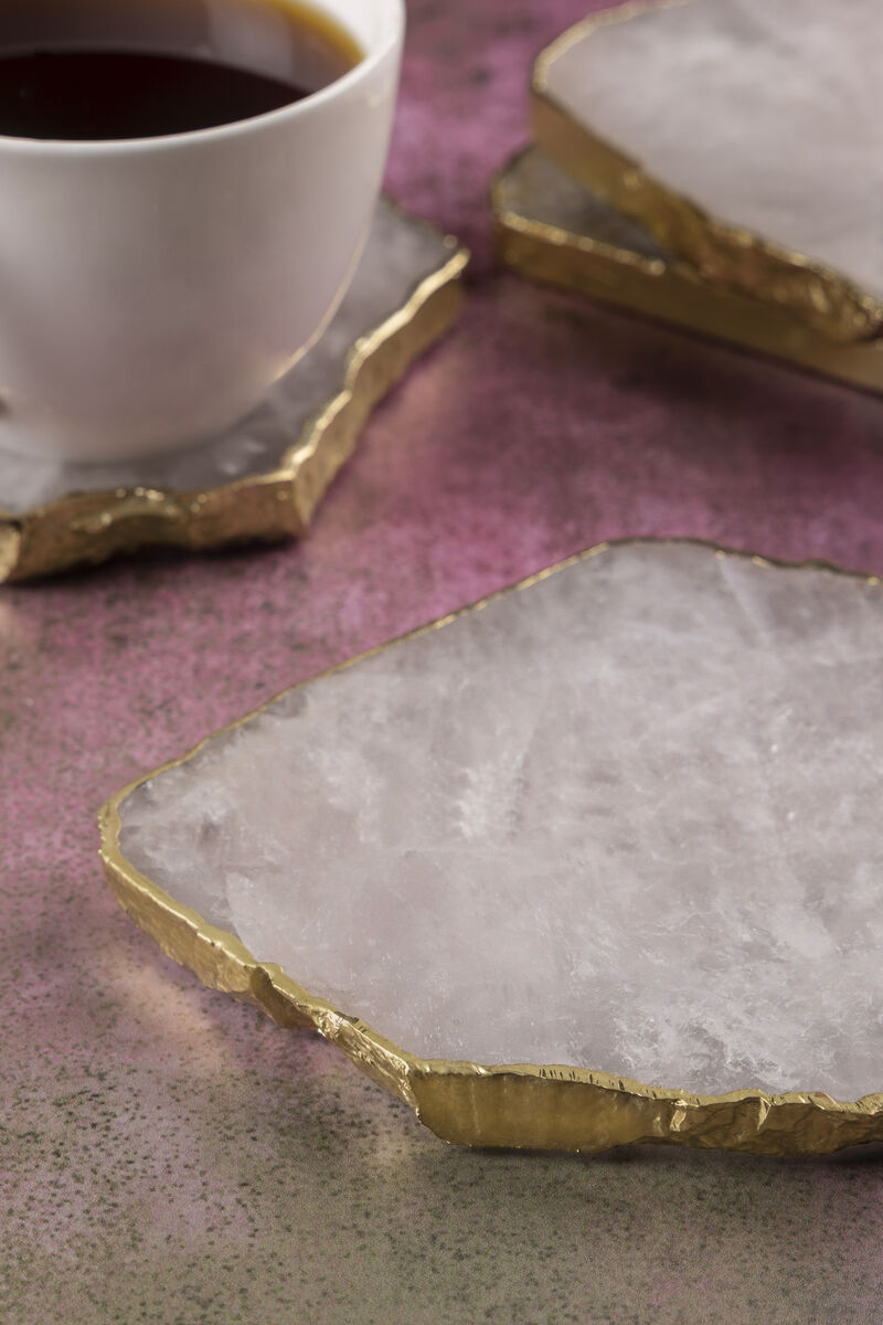 Dazzle Rose Quartz Coasters, Set of 4