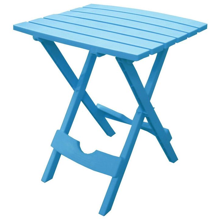 Hivvago Pool Blue Folding Side Table in Durable Patio Furniture Plastic Resin