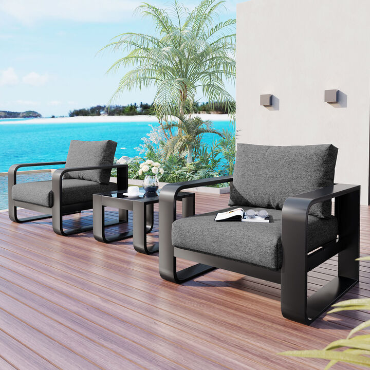 Merax 3-pieces Aluminum Frame Outdoor Dining Seating Set