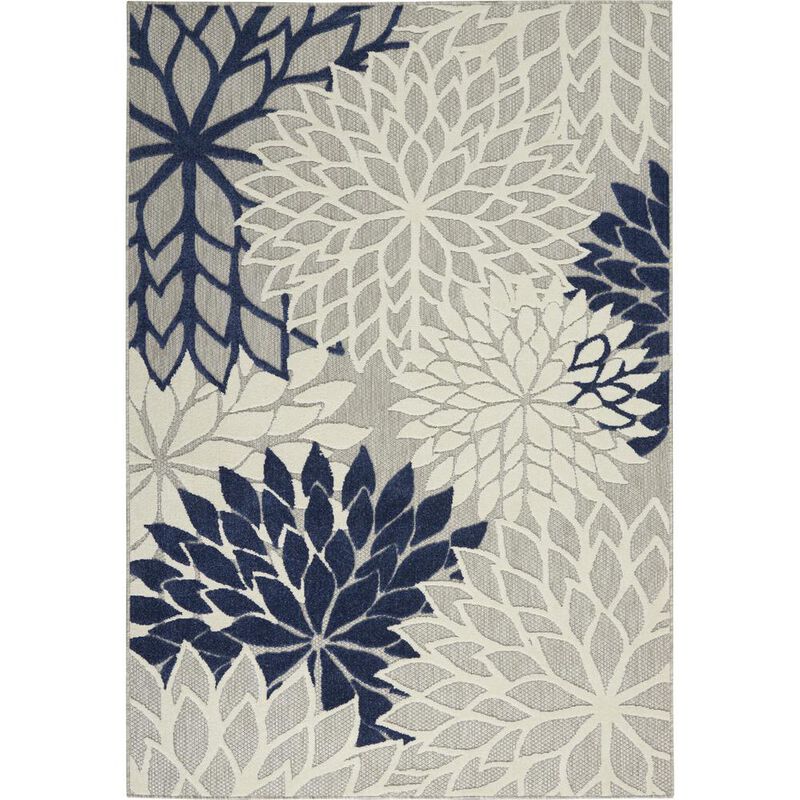 Nourison ALH05 Aloha Ivory/Navy Area Rug- 5'3 x 7'5