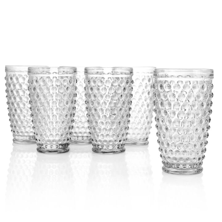 Martha Stewart 6 Piece Hobnail Handmade Glass Tumbler Set in Clear