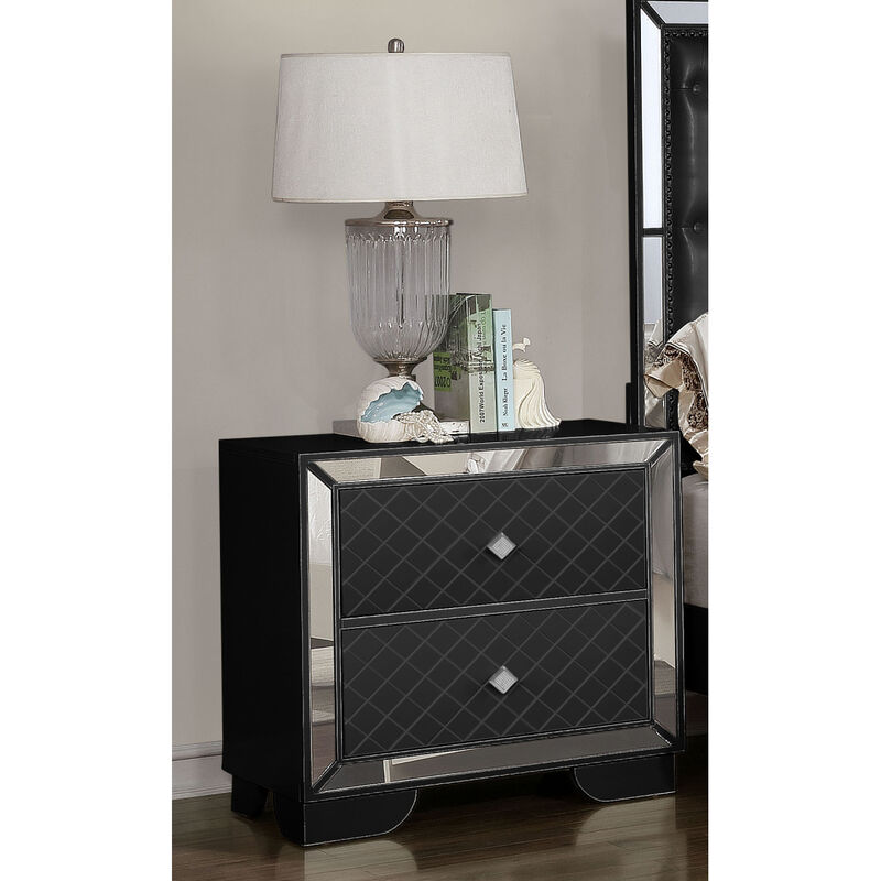 Madison Upholstery Nightstand Made with Wood in Black Color